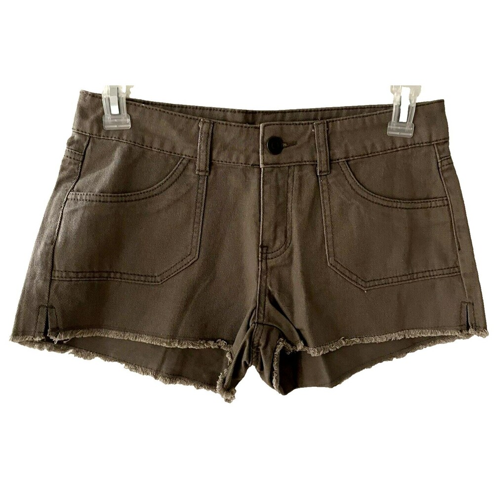 Blue Asphalt Gray Frayed Hem Denim Pocket Mini Shorts Women Juniors Size 7